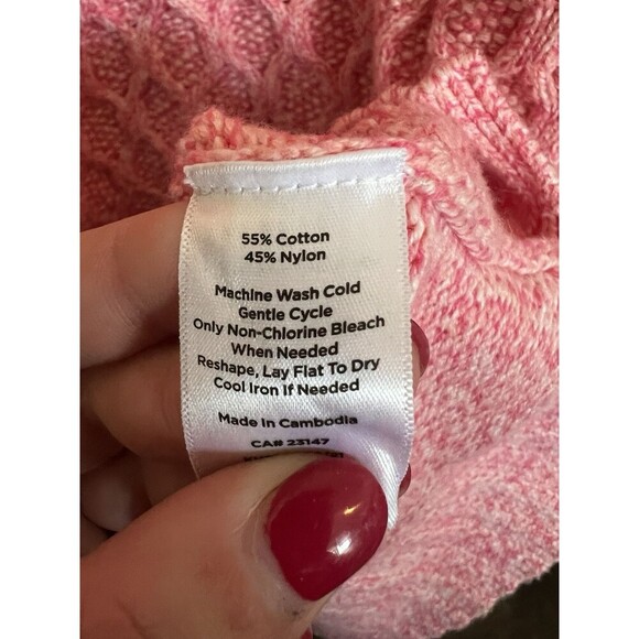 Talbots Womens Sweater Size 2X Pink Honeycomb Hi-Low Mock Neck Pullover Knit - Picture 4 of 5
